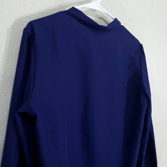 Vintage Blouse Shirley of Atlanta Womens L Navy Blue Office Professional Classic - Picture 9 of 10